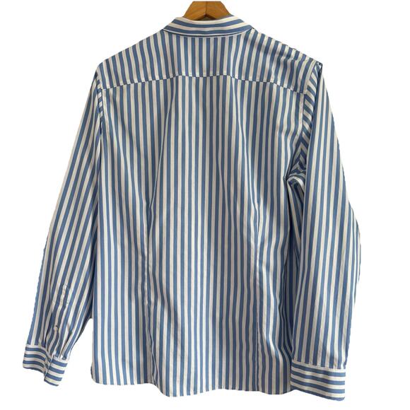 Lands' End Women's Blue & White Striped No Iron Supima Button Down Shirt Size 18 - Picture 5 of 10